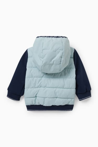 Miminka - Prošívaná bunda pro miminka s kapucí - světle modrá