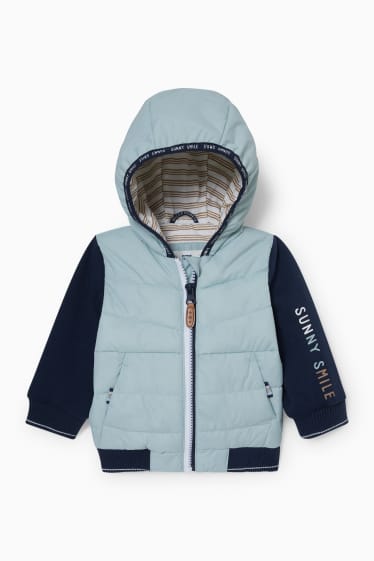 Miminka - Prošívaná bunda pro miminka s kapucí - světle modrá
