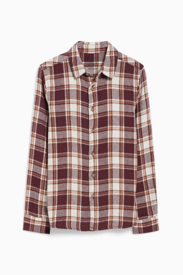 Children - Flannel shirt - genderneutral  - check - beige / bordeaux