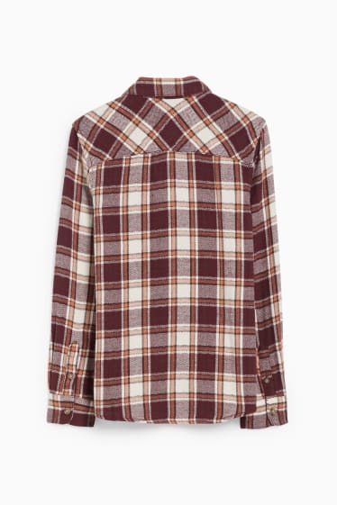 Children - Flannel shirt - genderneutral  - check - beige / bordeaux