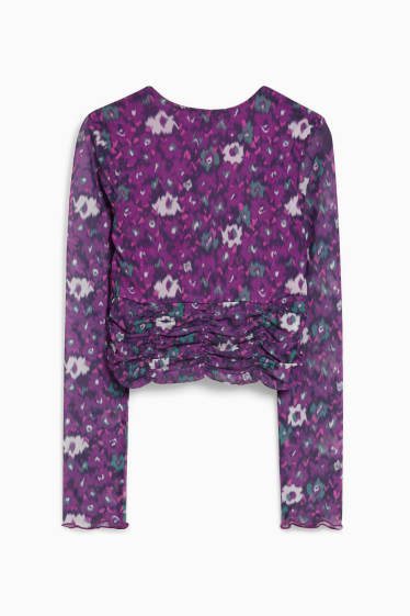 Damen - Crop Langarmshirt - violett