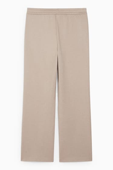 Women - Cloth trousers - mid-rise waist - wide leg - beige-melange