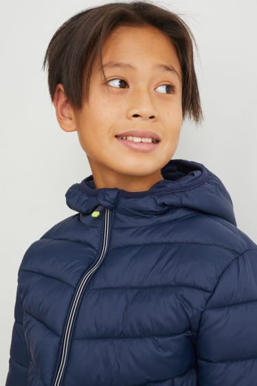 Kinderen - Gewatteerde jas met capuchon - donkerblauw