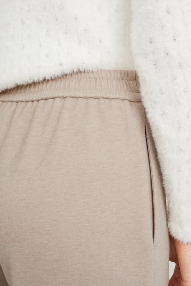 Donna - Pantaloni di stoffa - vita media - gamba ampia - beige melange