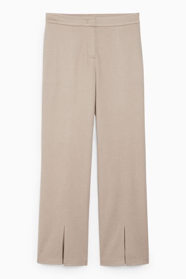 Women - Cloth trousers - mid-rise waist - wide leg - beige-melange