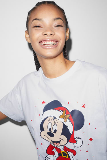 Damen - CLOCKHOUSE - Weihnachts-Pyjamashirt - Minnie Maus - weiß