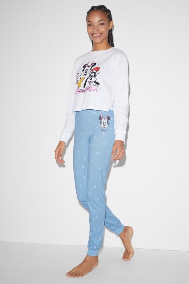 Dames - CLOCKHOUSE - pyjamabroek - met stippen - Mickey Mouse - lichtblauw