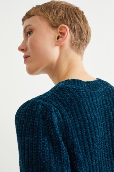 Damen - Chenille-Pullover - dunkelgrün