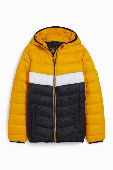 Children - Quilted jacket with hood - yellow