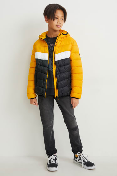 Children - Quilted jacket with hood - yellow