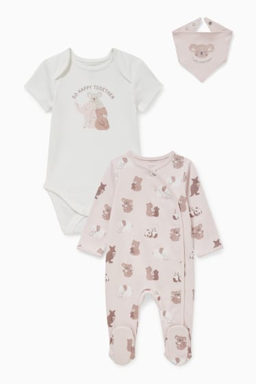 Neonate - Set per neonati - 3 pezzi - bianco / rosa