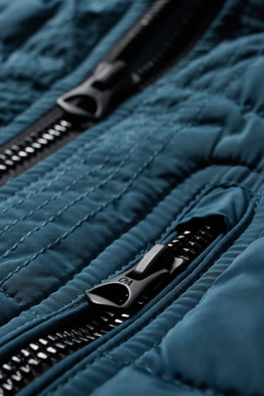 Herren - Steppjacke mit Kapuze - blau