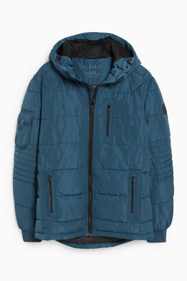 Herren - Steppjacke mit Kapuze - blau