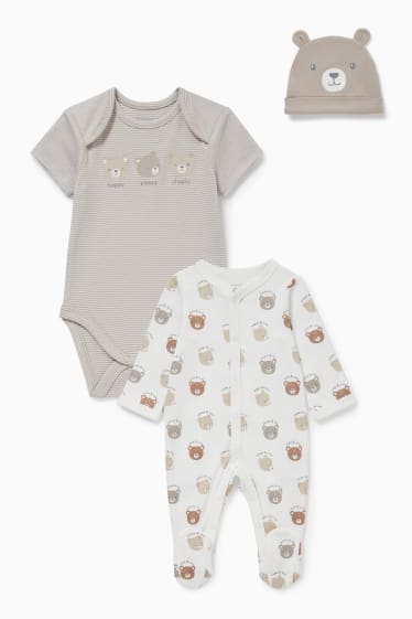 Bébés - Ensemble pour nouveau-né - 3 pièces - blanc / beige