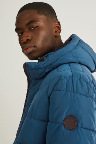 Herren - Steppjacke mit Kapuze - blau