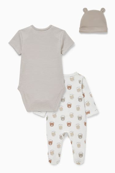 Bébés - Ensemble pour nouveau-né - 3 pièces - blanc / beige