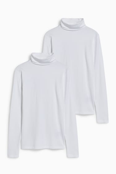 Damen - Multipack 2er - Rollkragenshirt - weiß / weiß