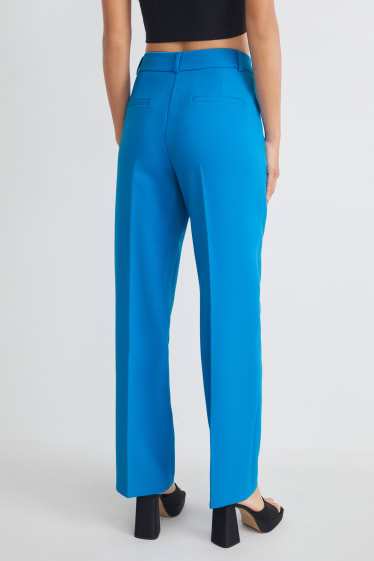 Femmes - Pantalon en toile - high waist - coupe droite - bleu clair