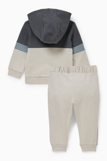 Baby Jungen - Baby-Outfit - 2 teilig - beige-melange
