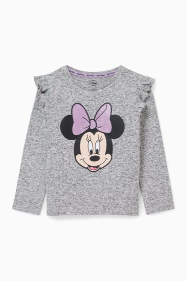 Copii - Minnie Mouse - tricou cu mânecă lungă - gri melanj