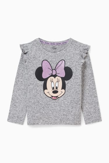 Kinderen: meisjes - Minnie Mouse - longsleeve - grijs-mix
