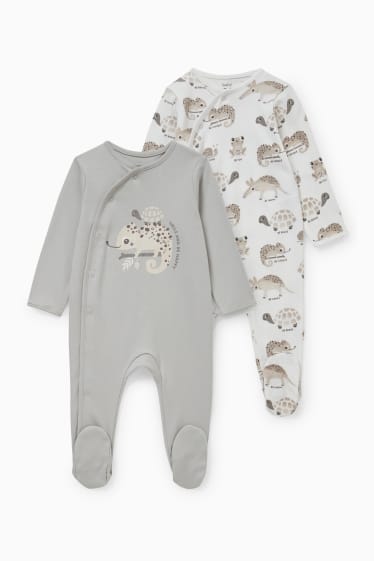 Bébés - Lot de 2 - pyjamas bébé - blanc / gris