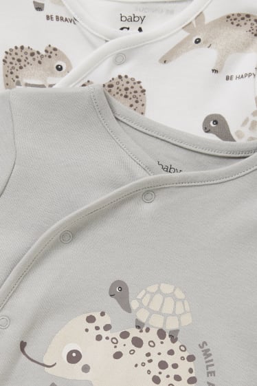 Unisex - Set van 2 - baby-pyjama - wit / grijs