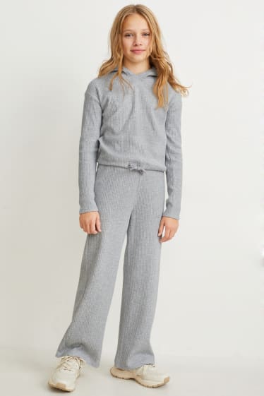 Kinderen - Set - broek en hoodie - 2-delig - licht grijs-mix