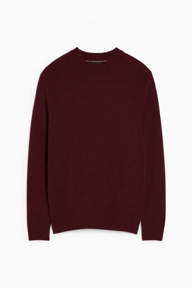 Men - Jumper - wool blend - dark red