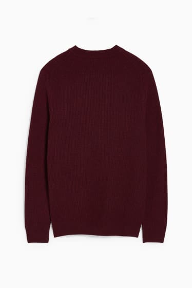 Men - Jumper - wool blend - dark red