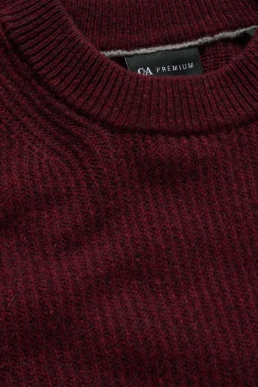 Men - Jumper - wool blend - dark red