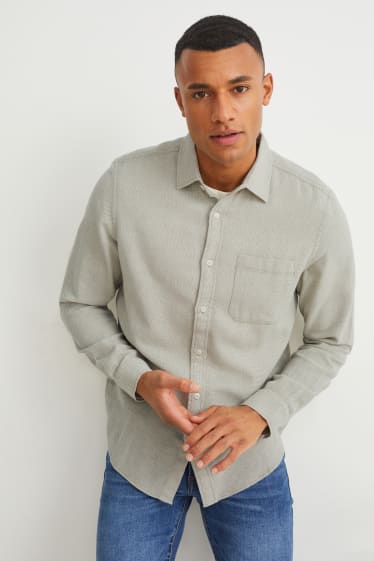 Uomo - Camicia - regular fit - collo all'italiana - verde chiaro