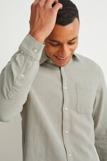 Uomo - Camicia - regular fit - collo all'italiana - verde chiaro