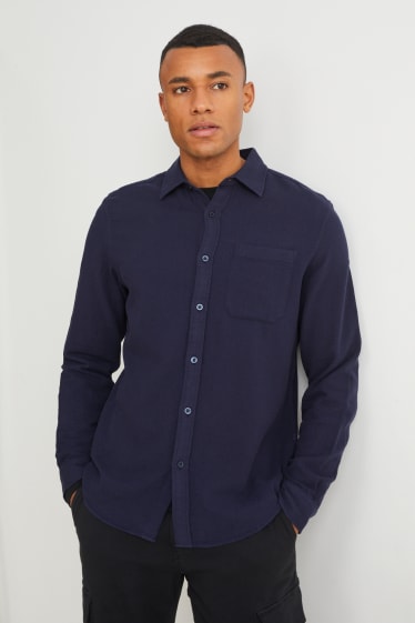 Hommes - Chemise - regular fit - col kent - bleu foncé