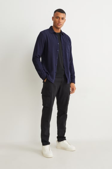 Home - Camisa - regular fit - coll kent - blau fosc