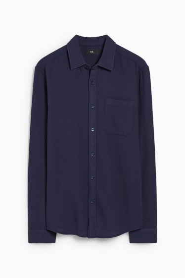 Home - Camisa - regular fit - coll kent - blau fosc