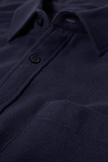 Home - Camisa - regular fit - coll kent - blau fosc