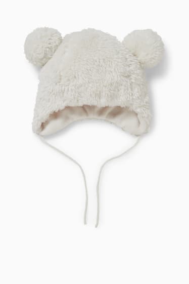 Bébés - Bonnet en peluche pour bébé - blanc pur