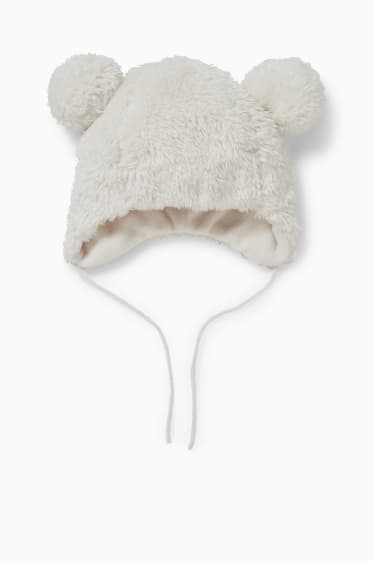 Babys - Baby-Teddy-Mütze - schneeweiss