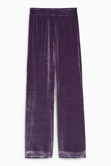 Dámské - CLOCKHOUSE - sametové teplákové kalhoty - fialová