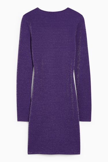 Damen - CLOCKHOUSE - Kleid mit Knotendetail - glänzend - violett