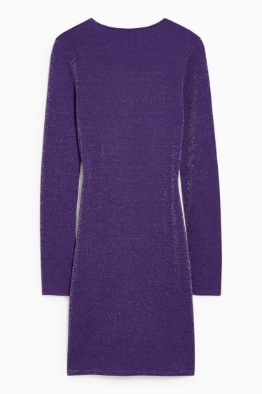 Donna - Vestito con dettaglio nodo - effetto brillante - viola