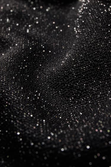 Femmes - Robe avec nœud - effet brillant - noir