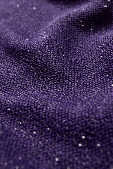 Donna - Vestito con dettaglio nodo - effetto brillante - viola