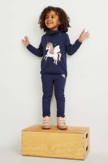 Copii - Fete - Unicorn - pantaloni termoizolanți - skinny fit - albastru închis