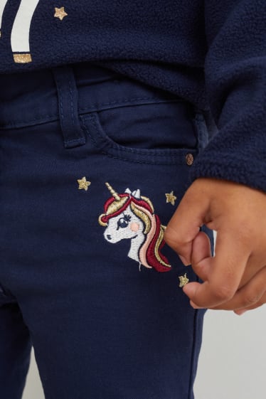 Copii - Fete - Unicorn - pantaloni termoizolanți - skinny fit - albastru închis
