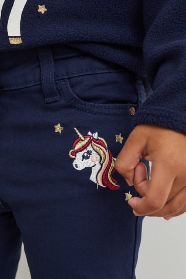 Enfants - Licorne - pantalon doublé - skinny fit - bleu foncé