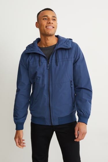 Men - Bomber jacket with hood - dark blue
