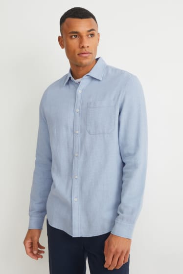 Men - Shirt - regular fit - kent collar  - light blue