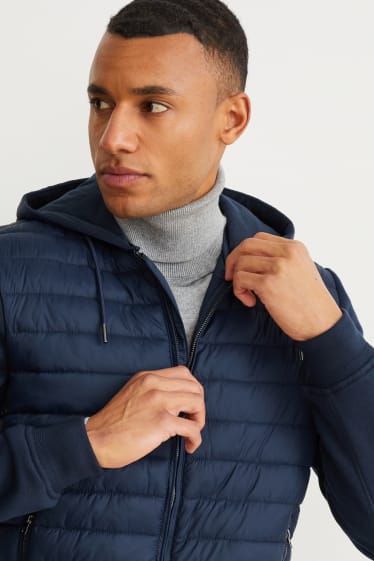 Herren - Steppjacke mit Kapuze - dunkelblau